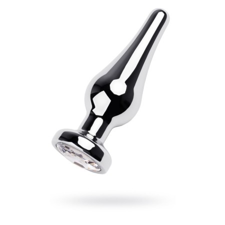Anal plug Metal by toyfa, silver, diamond, 10 cm, d = 3 cm