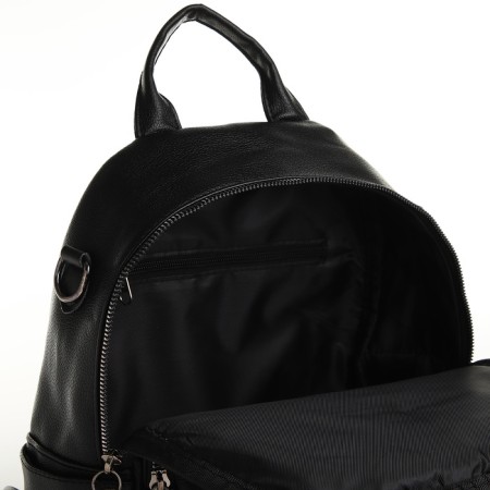 City backpack on lightning, from artificial leather, black color-5