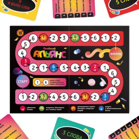 Board game to explain the words "Fun Alliance", 135 cards, 18+-3