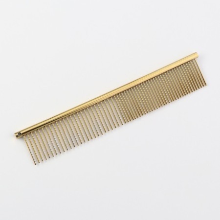 A comb for wool with galvanic coating, 18 x 3 cm, golden-1