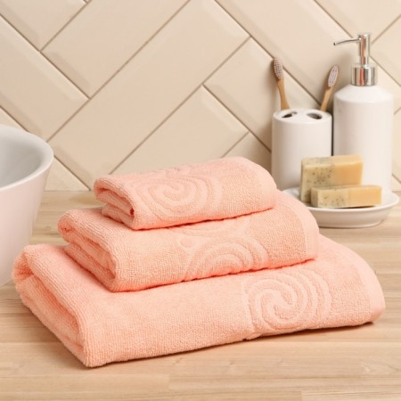 Tenle Love Life Border, 50x90 cm, peach color, 100% cotton, 380 g/m2