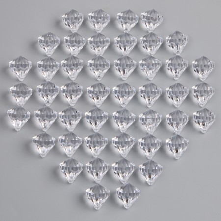 Crystals are plastic decorative, set 45 pcs., Size 1 pc. - 2.5 × 2 cm, the color is transparent-3