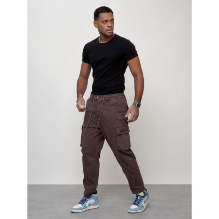 Cargo jeans men, size 56, brown color-10