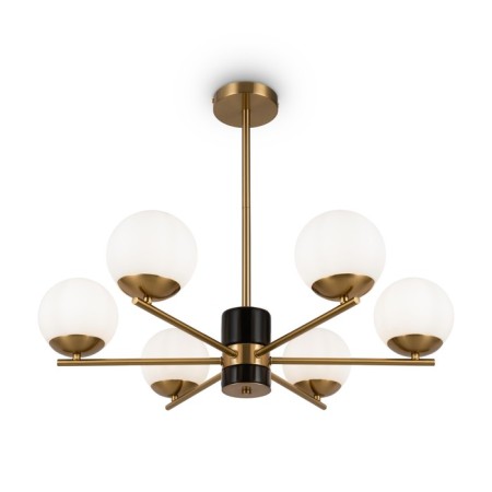 Suspended lamp Freya Fr5230PL-06BS Marble, 670x670x560 mm, E27, 6x60W, brass color-1