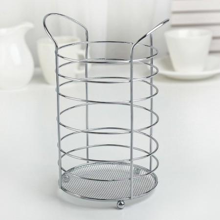 Drywall for cutlery shares, 10 × 10 × 18 cm, chromium color