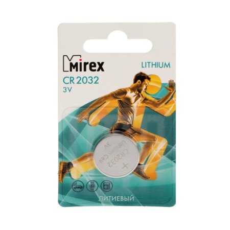Battery lithium Mirex, CR2032-1BL, 3V, blister, 1 pc.