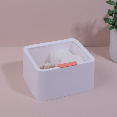 Organizer for storage, with a lid, 2 sections, 14.5 × 13 cm, white/transparent color-1