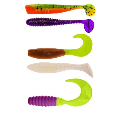 Set of silicone baits Helios large perch, 5 pcs/pc, (HS-PBP2-SET3)-1