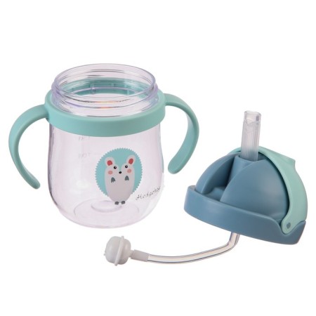 Drunker - children's impotion with silicone tube, 250 ml., With handles, color mix-5