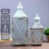 Climber metal, glass "flashlight" blue with a patina set 2 pcs 28x12x12; 38x16x15 cm