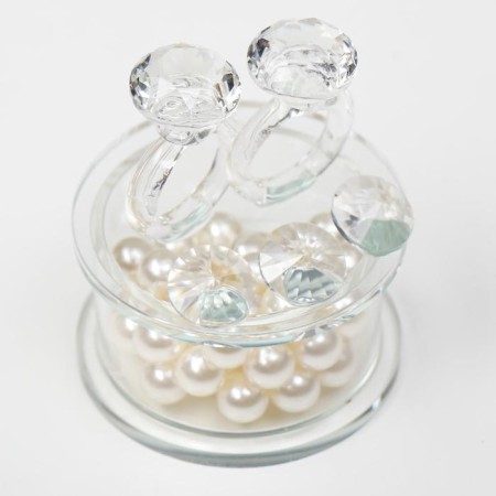 Glass souvenir "Two rings - proposal" Pearls 7.2x6.3x6.3 cm-4