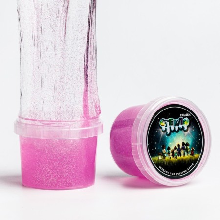Slime "Glass" with raspberry sparkles, and balls, 90 g