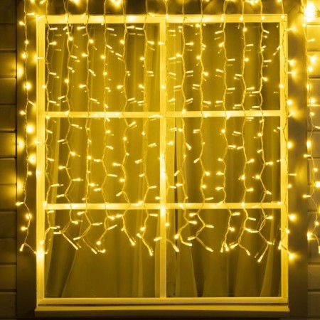 Garland "Curtain" 2 x 1.5 m, IP65, UMS, white thread rubber, 360 LED, glow warm white, 220 V