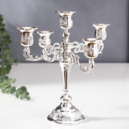 Summary Metal for 5 candles "Pink evening" Color silver 20.5x21x21 cm-1