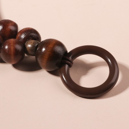 Handles for a bag, 2 pcs, waxed cord/tree, 46.5 × 4 cm, brown color-1