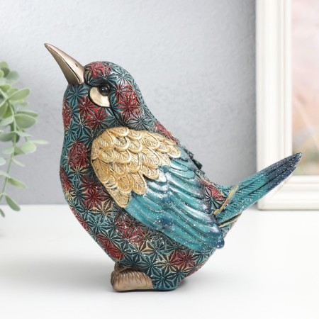 Polystone souvenir "Bird, blue-red snowflakes" sparkles 18.5x10x17 cm