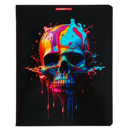 Notebook of 48 sheets in the cage "Bright Skulls", cover coated cardboard, UV-lak, mix-5