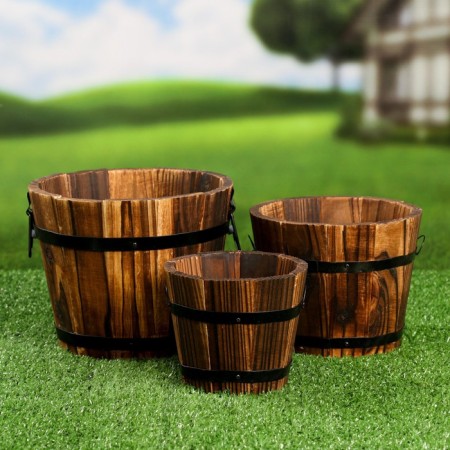 Set of wooden pots, round 18x16x12cm-1