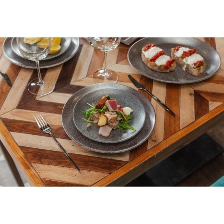 Porcelain plate flat lunar, d = 16.5 cm, gray color-8