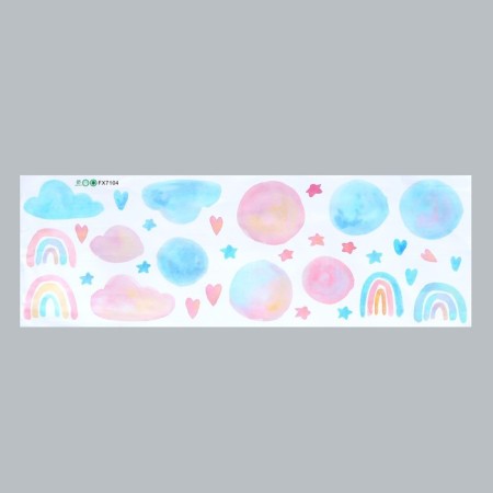 Stick plastic interior color "watercolor. Clouds, rainbow, stars" 24x70 cm-1