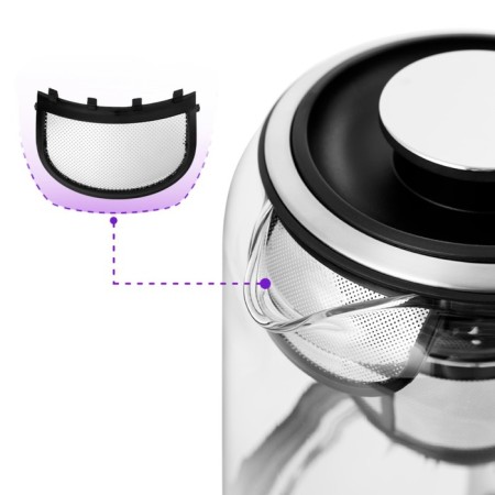 Electric kettle KitFort KT-6116, glass, 1.7 l, 2200 watts, backlight, silver-6