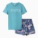 Homemade female set (T -shirt, shorts), turquoise color, size 48