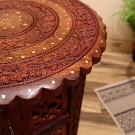 Interior table "circles" wood 38*38*79 cm-2