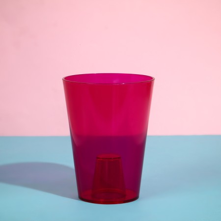 Pot for orchids, 1.2 l, 12.5 × 16.6 cm, plastic, transparent raspberry
