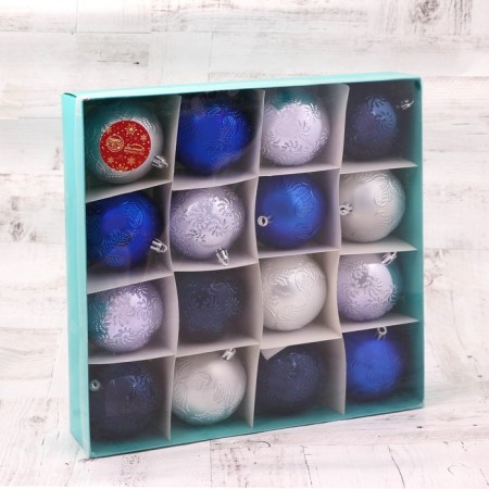 Set of balls plastic D-7.5 cm, 16 pcs "Winter Secret"-1