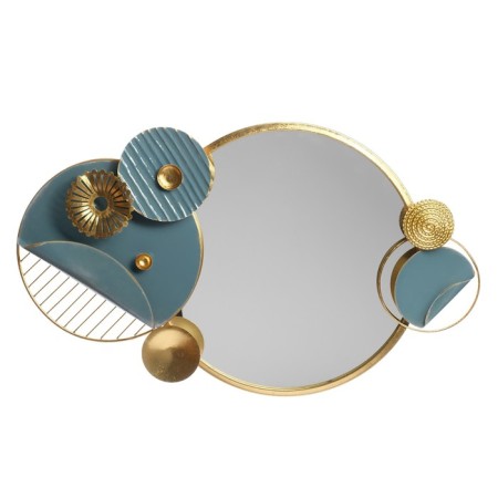 Decor Wall metal with a mirror "Style" blue-gold 59.7x98.4x6.4 cm-1