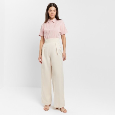 Women's cotton pants Minaku: Enjoy Milk color, size 46