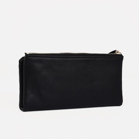 Women's wallet on the button, black color-1