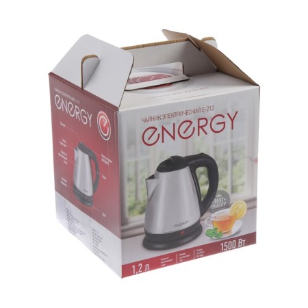Electric kettle Energy E-212, metal, 1.2 l, 1500 watts, silver-8