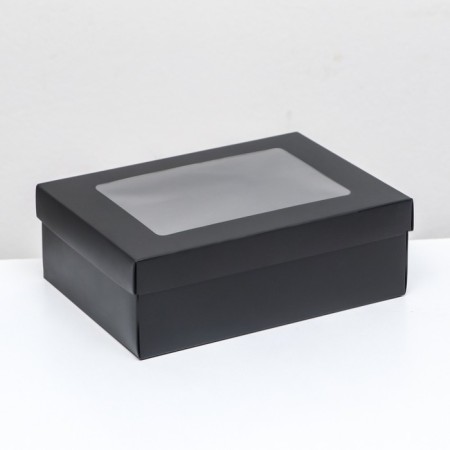 Folding box "Black", with a window 21 x 15 x 7 cm