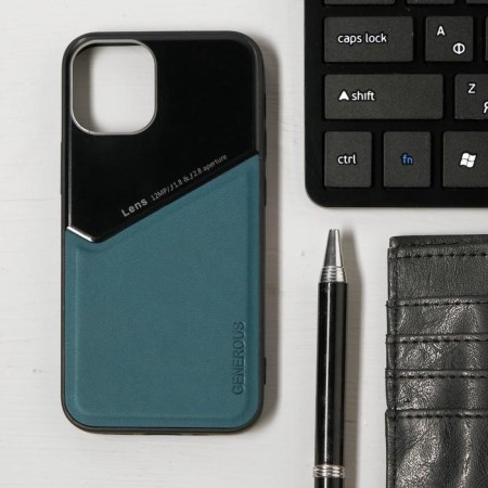 Luazon cover for iPhone 12 mini, Magsafe support, glass and leather insert, green