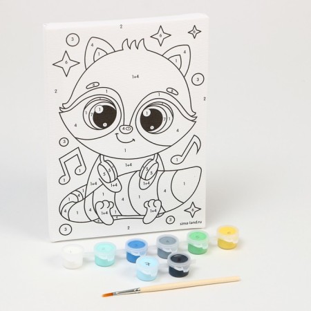 Picture on numbers for children "Raccoon with headphones", 21 x 15 cm-3