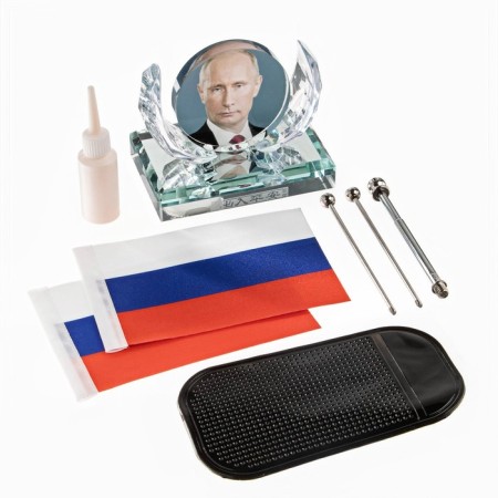 Flag "President" desktop, with two flags 8 x 11 cm, place for photo, 17 x 16.5 cm-2