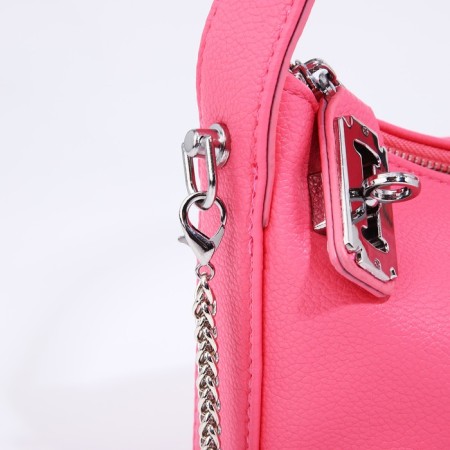Baget bag with zipper, chain, pink color-5