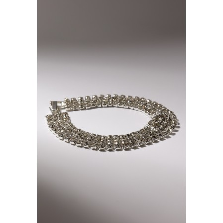 Bracelet with rhinestones "shine" four rows, white color in silver, 18 cm-2