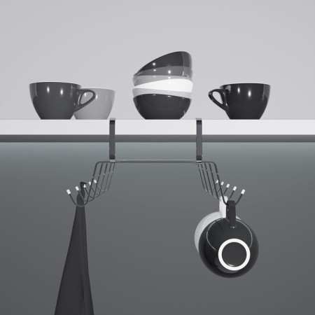 Holder for mugs suspended for 10 objects of the share, 29 × 14 × 8.5 cm, silver color-4
