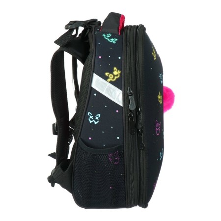 School backpack 38 x 30 x 16 cm, ergonomic back, Stavia "Neon", black-3