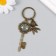 Metal keychain, glass "Fish and key with the eastern pattern" Bronze 10 cm