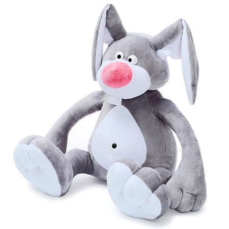 Soft toy "Rabbit Ernie", 62 cm, color gray color-1