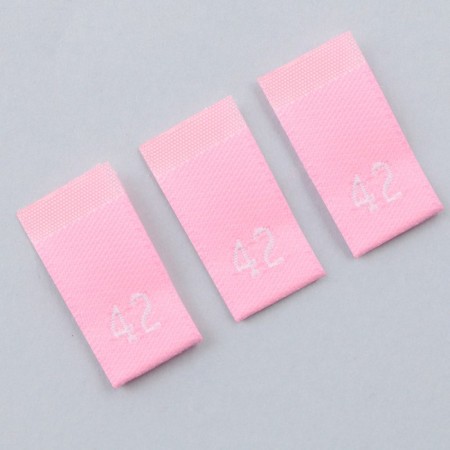 Textile strip "42", 4.6 x 1.1 cm, pink color-1
