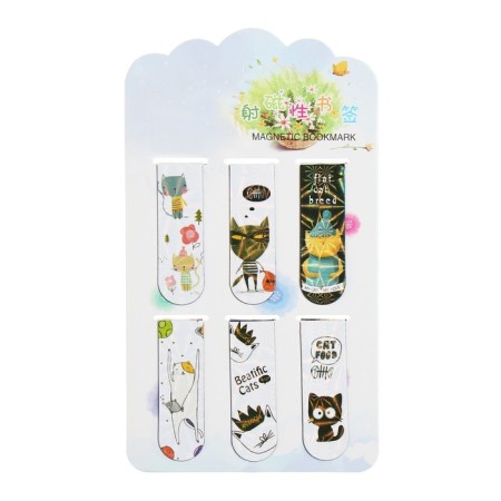 A set of magnetic bookmark for books Calligrata 6 pieces, "cats", mix-3