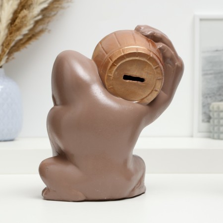 Piggy bank "Gorilla with a barrel" Brown, 23x20x15-2