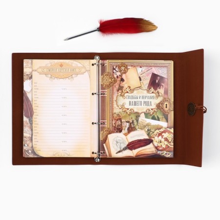 The genealogy book "Our family", with a pen, 65 sheets, Bordeaux, 35 x 25 cm-21
