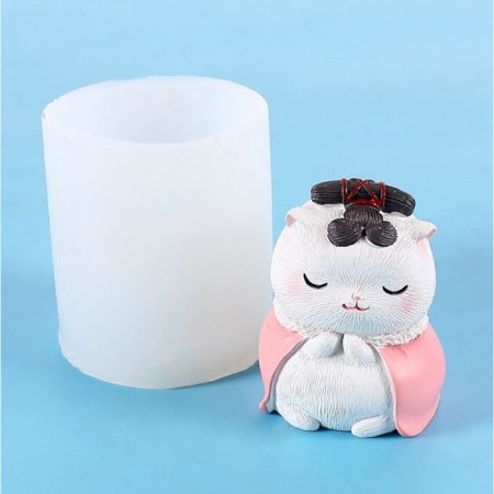 Mold Silicon 3D "A cat with a pink cape" 4.7x4.7x5.4 cm-3