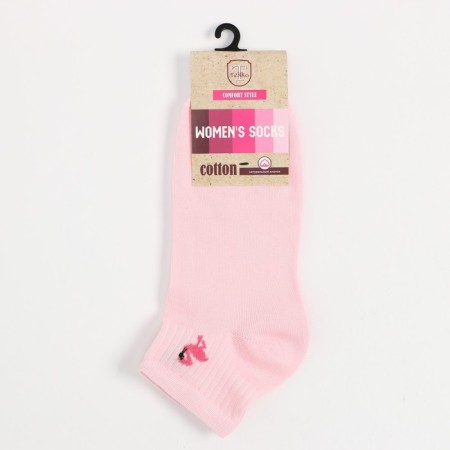 Women's socks shortened "flamingos", light pink color, size 23-25-4