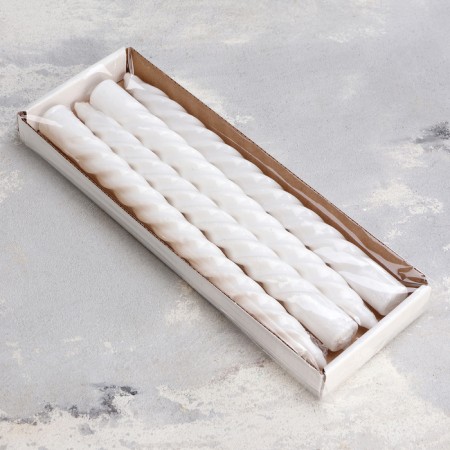 Set of candles of twisted, 4 pcs, 2.2x25 cm, lacquered white-3